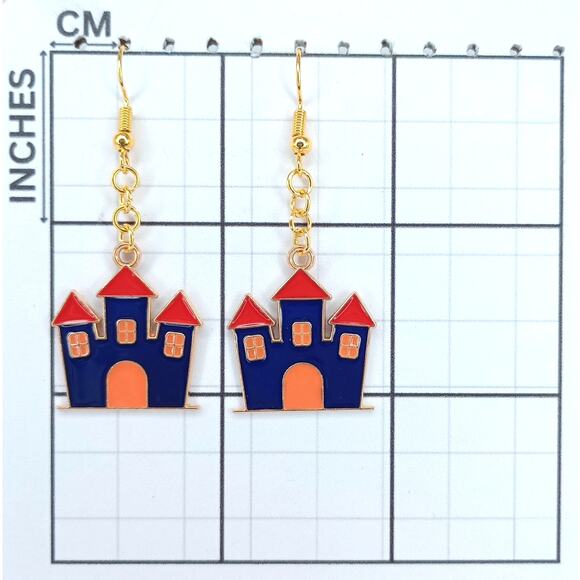 Castle Dangle Earrings 🏰 Fairytale Fantasy Jewelry - Picture 3 of 4